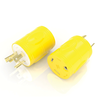 RV Adapter, 30A RV conn TT-30R (F) - 30A plug L5-30P (M), Yellow