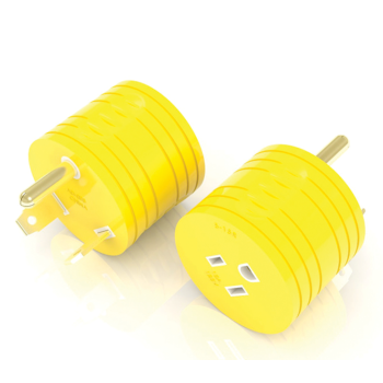 RV Adapter, 15A conn 5-15R (F) - 30A RV plug TT-30P (M), Yellow