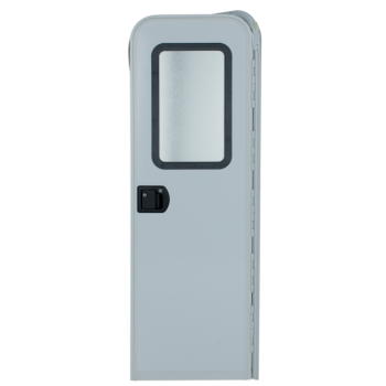 RH radius motorized entry door, polar white